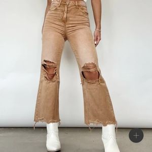 Size 28 Vervet copper distressed flare crop